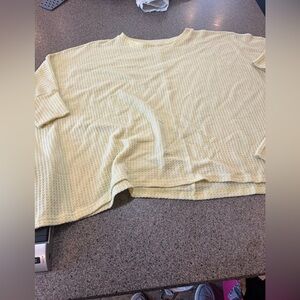 La Miel Yellow Waffle Knit Top